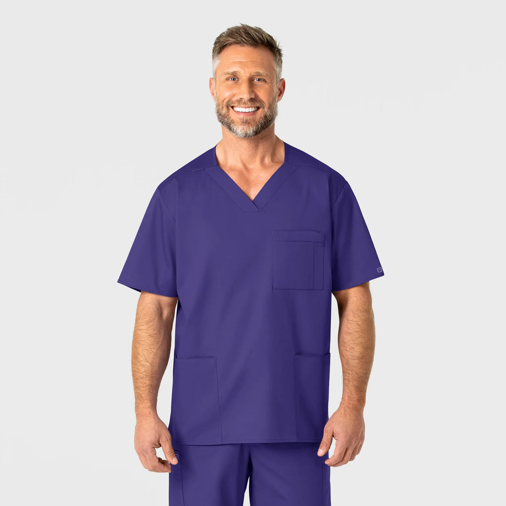 Wink Scrubs Men's WonderWORK V-Neck Scrub Top Grape | scrub-supply.com