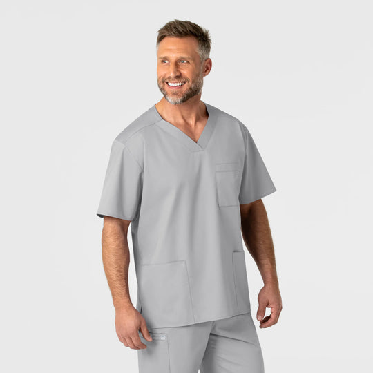 Wink Scrubs Men's WonderWORK V-Neck Scrub Top Grey | scrub-supply.com