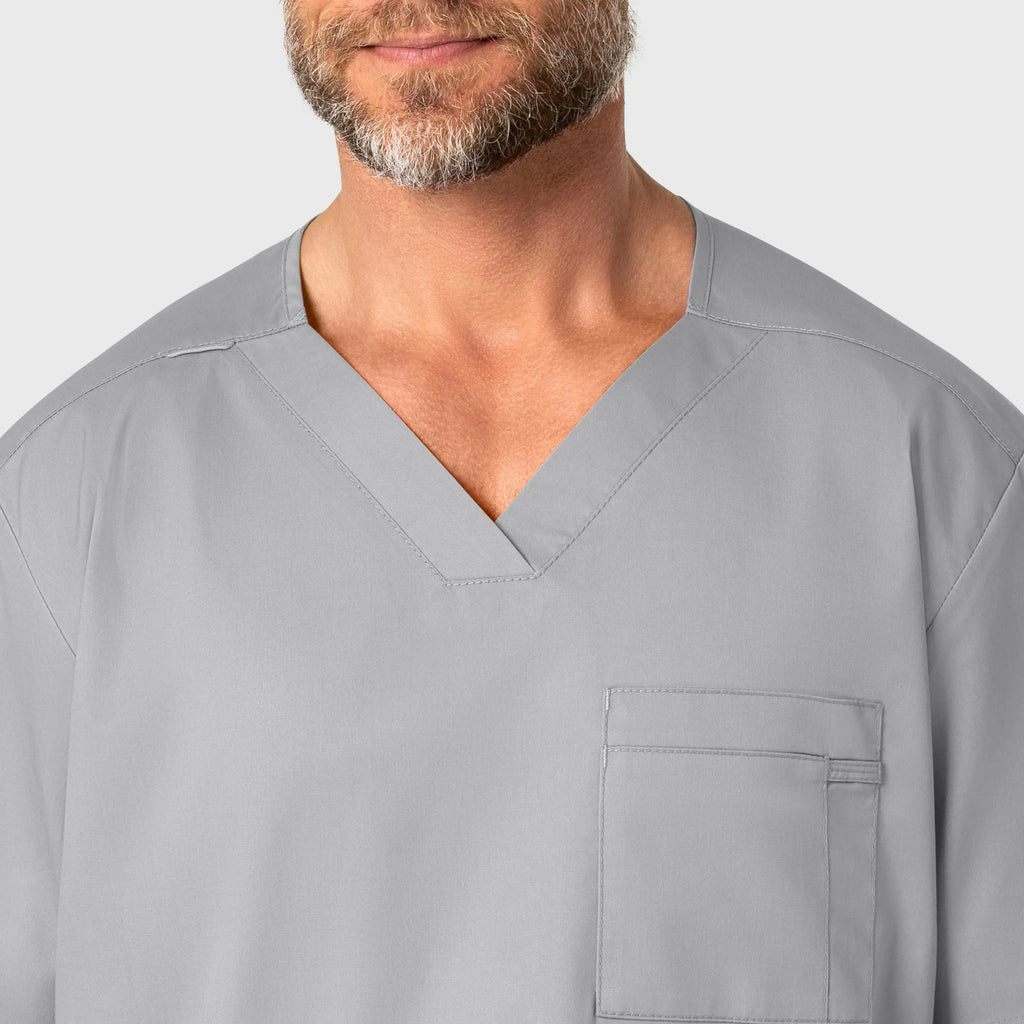 Wink Scrubs Men's WonderWORK V-Neck Scrub Top Grey | scrub-supply.com