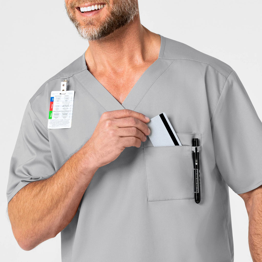 Wink Scrubs Men's WonderWORK V-Neck Scrub Top Grey | scrub-supply.com