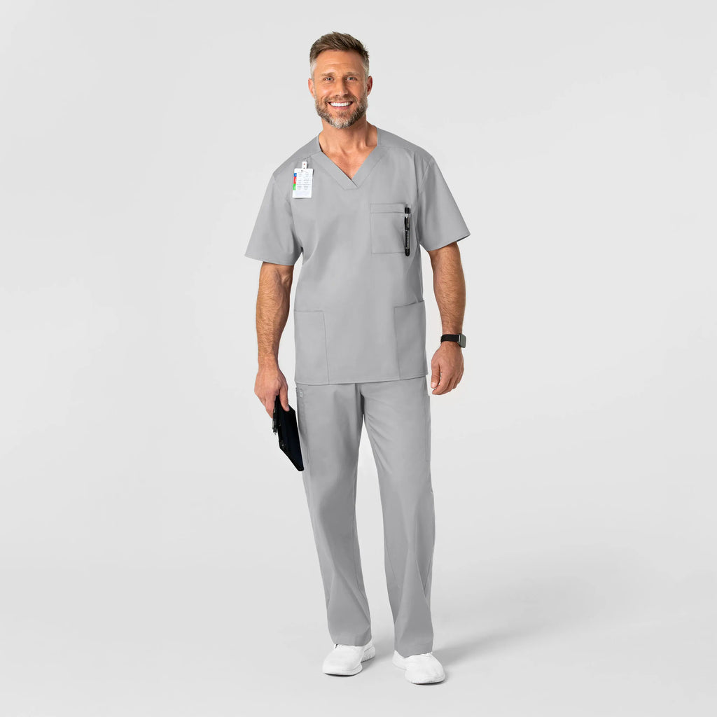 Wink Scrubs Men's WonderWORK V-Neck Scrub Top Grey | scrub-supply.com