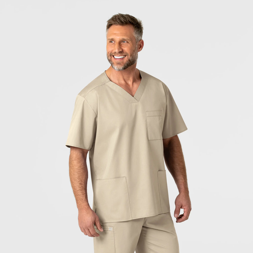 Wink Scrubs Men's WonderWORK V-Neck Scrub Top Khaki | scrub-supply.com