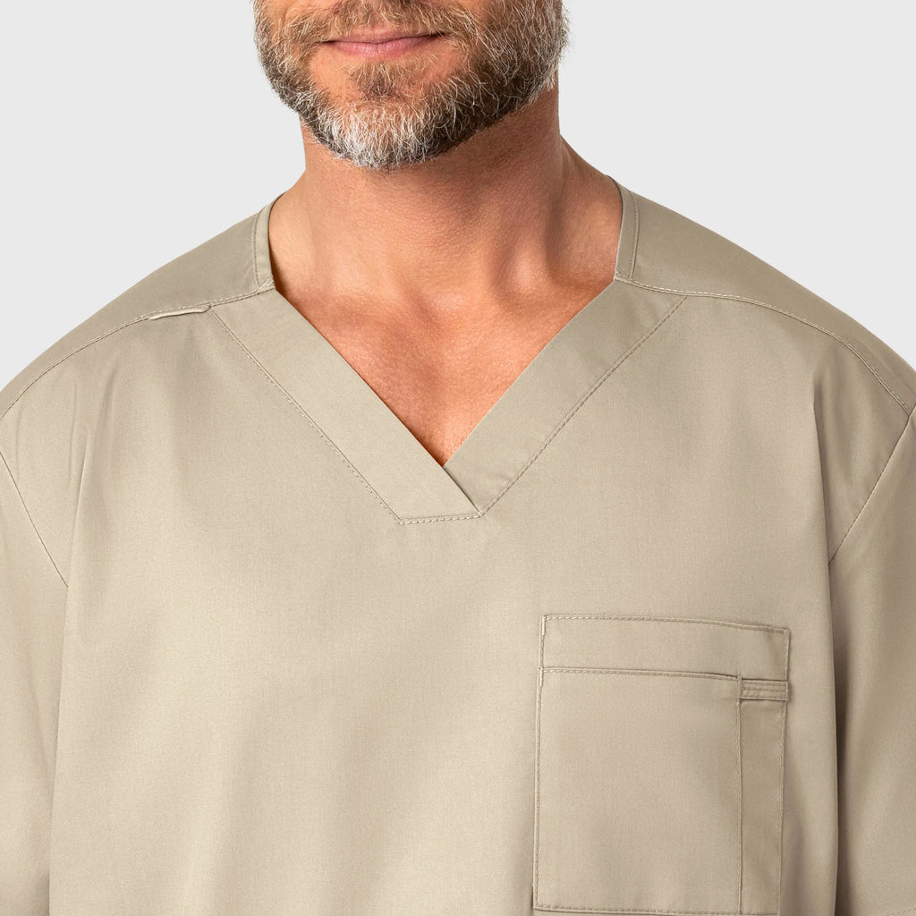 Wink Scrubs Men's WonderWORK V-Neck Scrub Top Khaki | scrub-supply.com