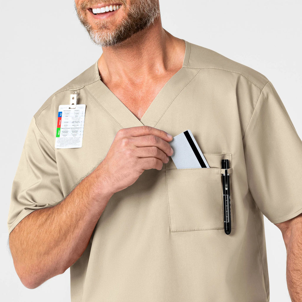 Wink Scrubs Men's WonderWORK V-Neck Scrub Top Khaki | scrub-supply.com