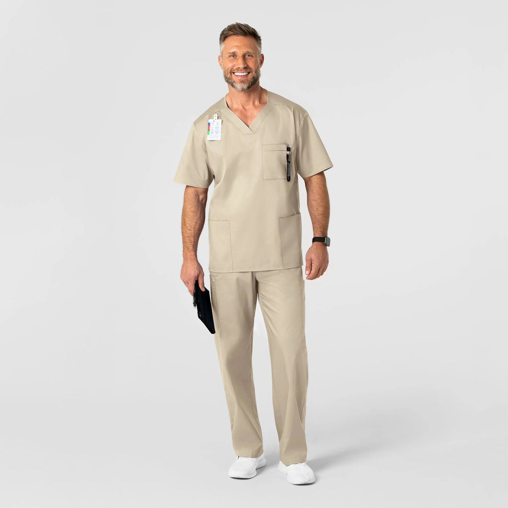 Wink Scrubs Men's WonderWORK V-Neck Scrub Top Khaki | scrub-supply.com