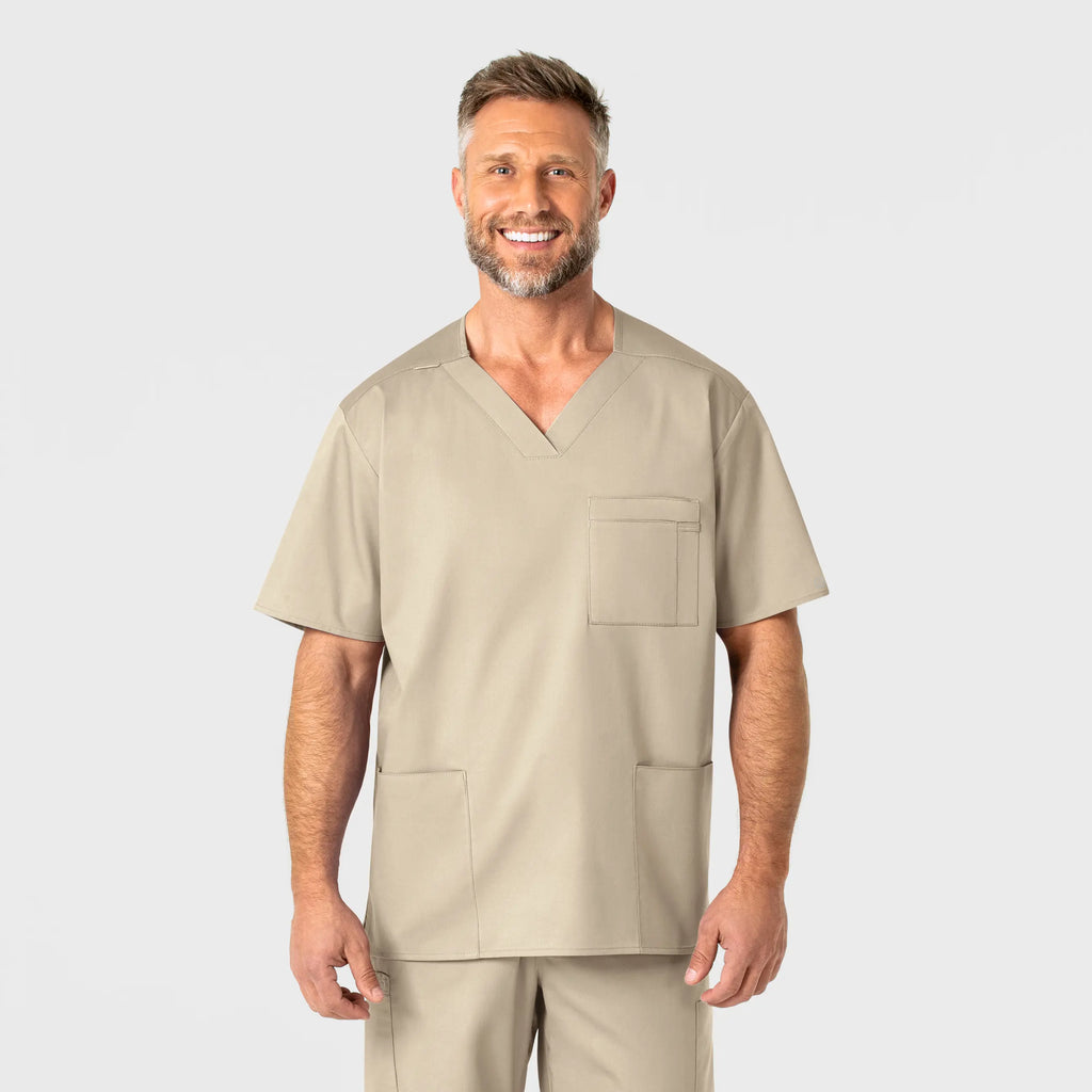 Wink Scrubs Men's WonderWORK V-Neck Scrub Top Khaki | scrub-supply.com