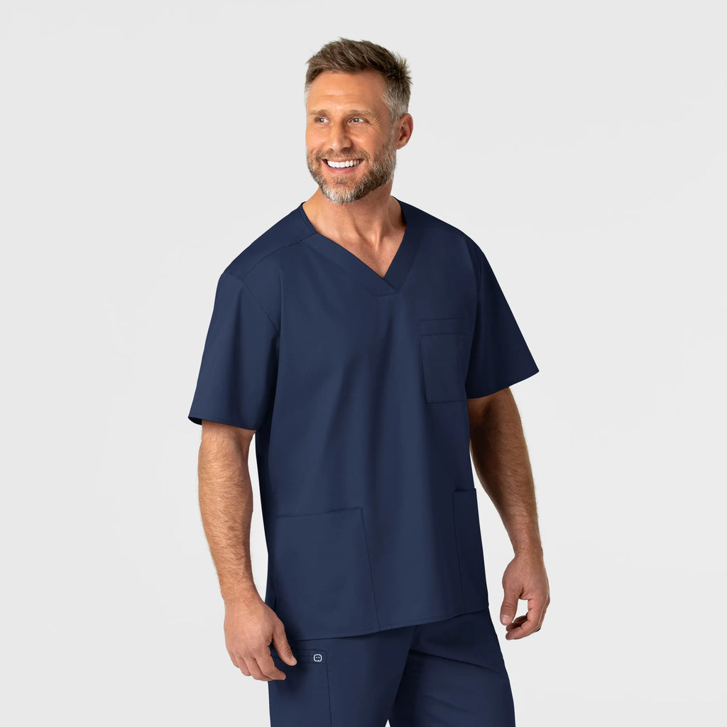 Wink Scrubs Men's WonderWORK V-Neck Scrub Top Navy | scrub-supply.com