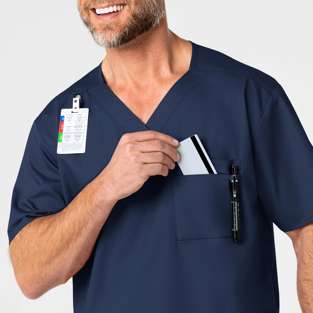 Wink Scrubs Men's WonderWORK V-Neck Scrub Top Navy | scrub-supply.com