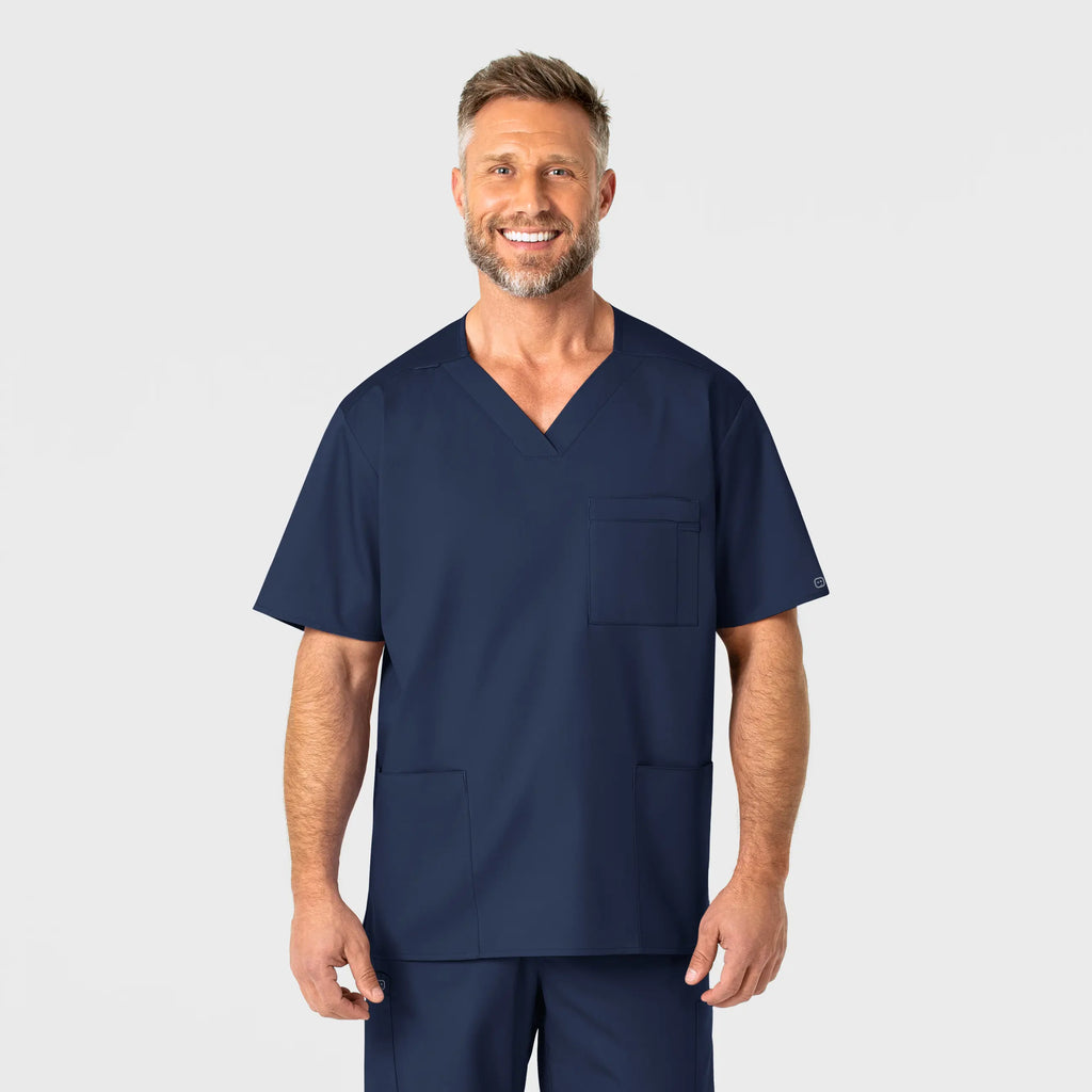 Wink Scrubs Men's WonderWORK V-Neck Scrub Top Navy | scrub-supply.com