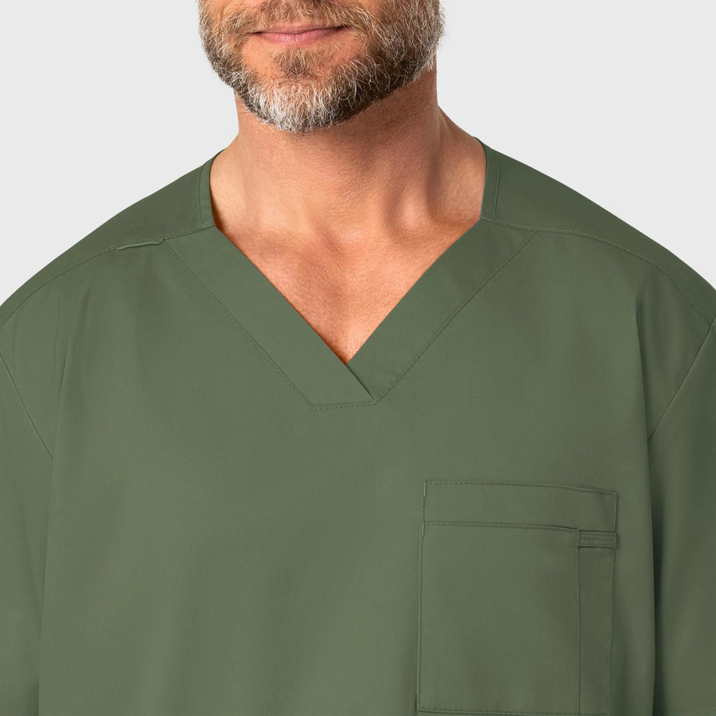 Wink Scrubs Men's WonderWORK V-Neck Scrub Top Olive | scrub-supply.com