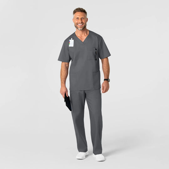 Wink Scrubs Men's WonderWORK V-Neck Scrub Top Pewter | scrub-supply.com
