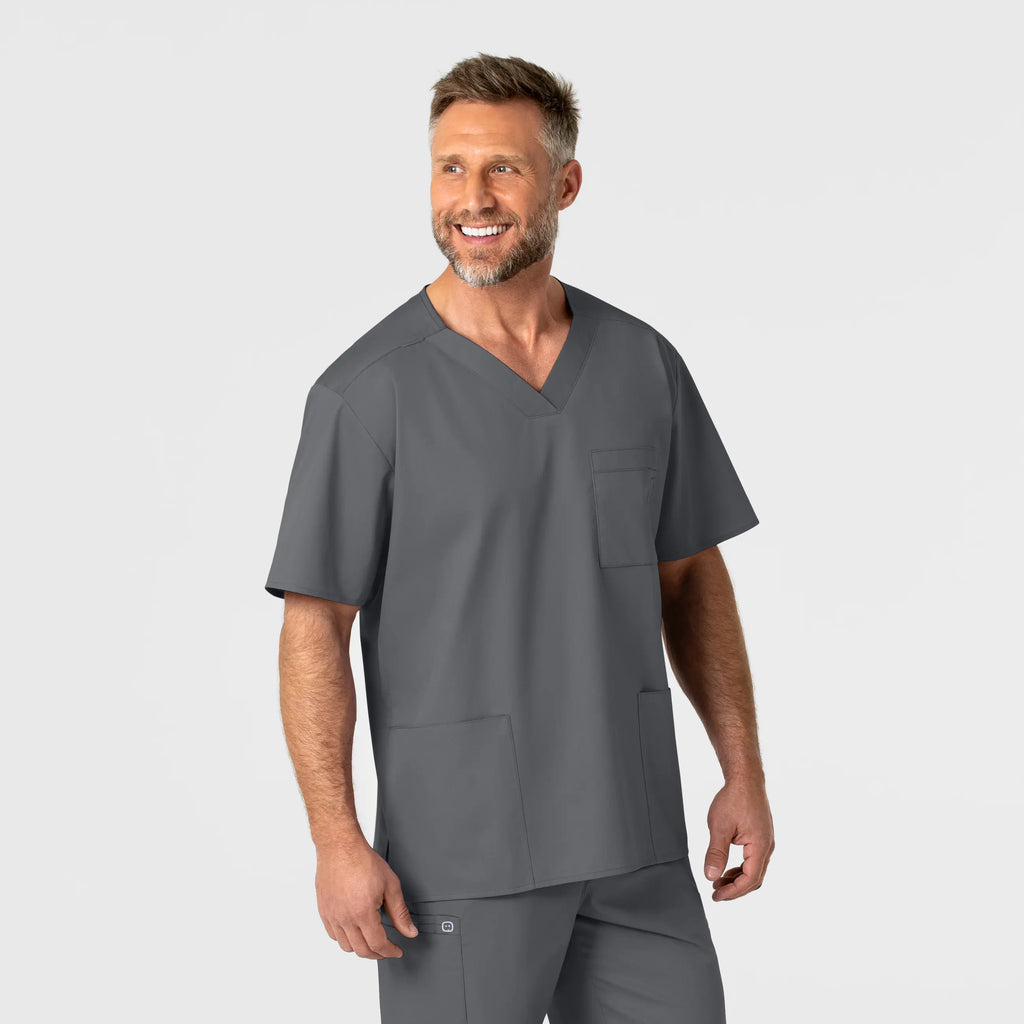 Wink Scrubs Men's WonderWORK V-Neck Scrub Top Pewter | scrub-supply.com