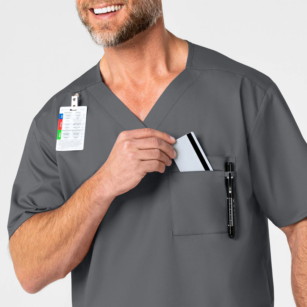 Wink Scrubs Men's WonderWORK V-Neck Scrub Top Pewter | scrub-supply.com