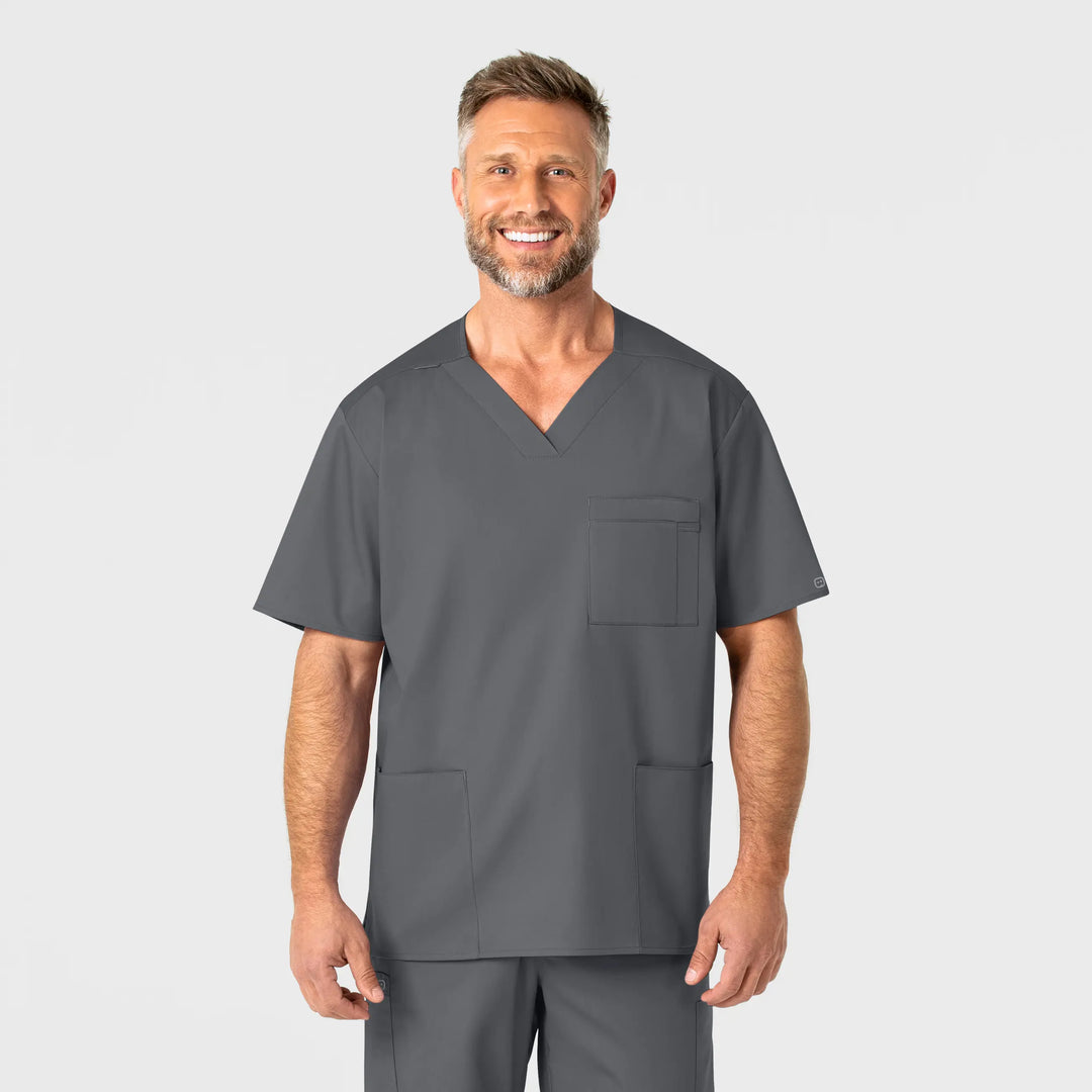 Wink Scrubs Men's WonderWORK V-Neck Scrub Top Pewter | scrub-supply.com