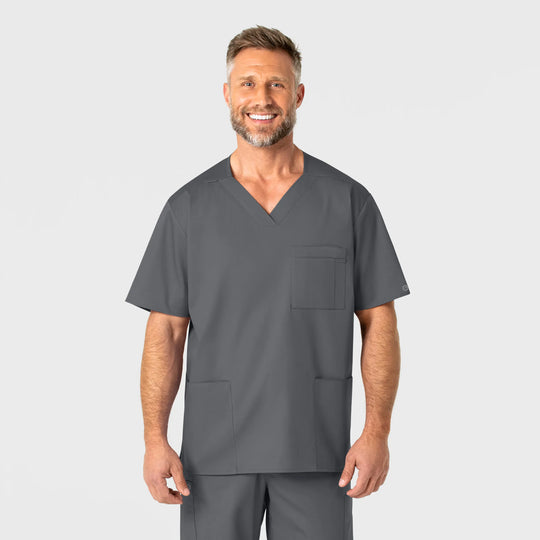 Wink Scrubs Men's WonderWORK V-Neck Scrub Top Pewter | scrub-supply.com