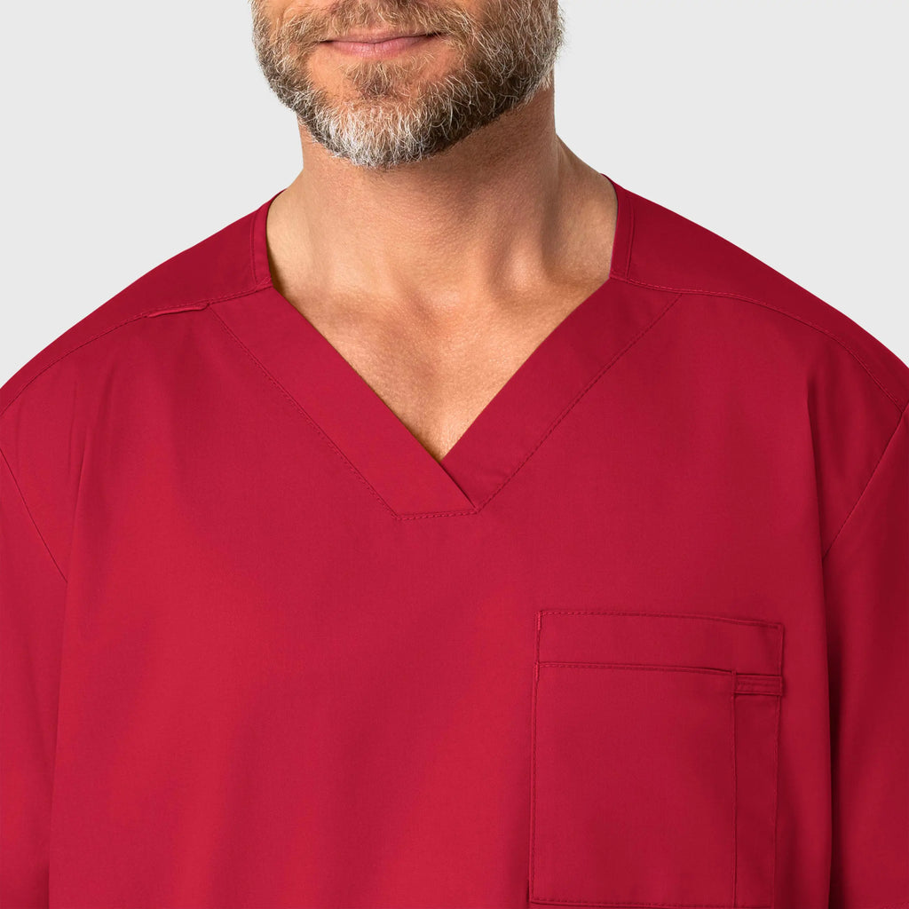 Wink Scrubs Men's WonderWORK V-Neck Scrub Top Red | scrub-supply.com