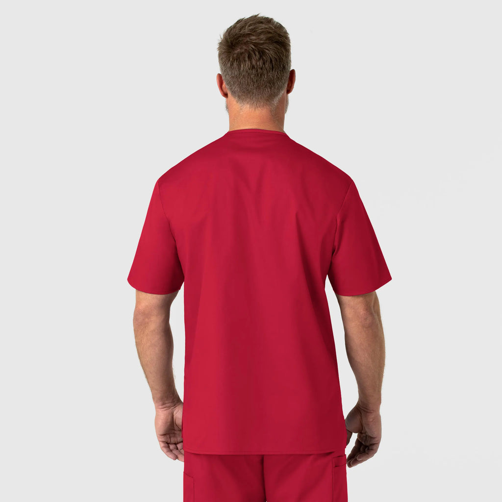 Wink Scrubs Men's WonderWORK V-Neck Scrub Top Red | scrub-supply.com