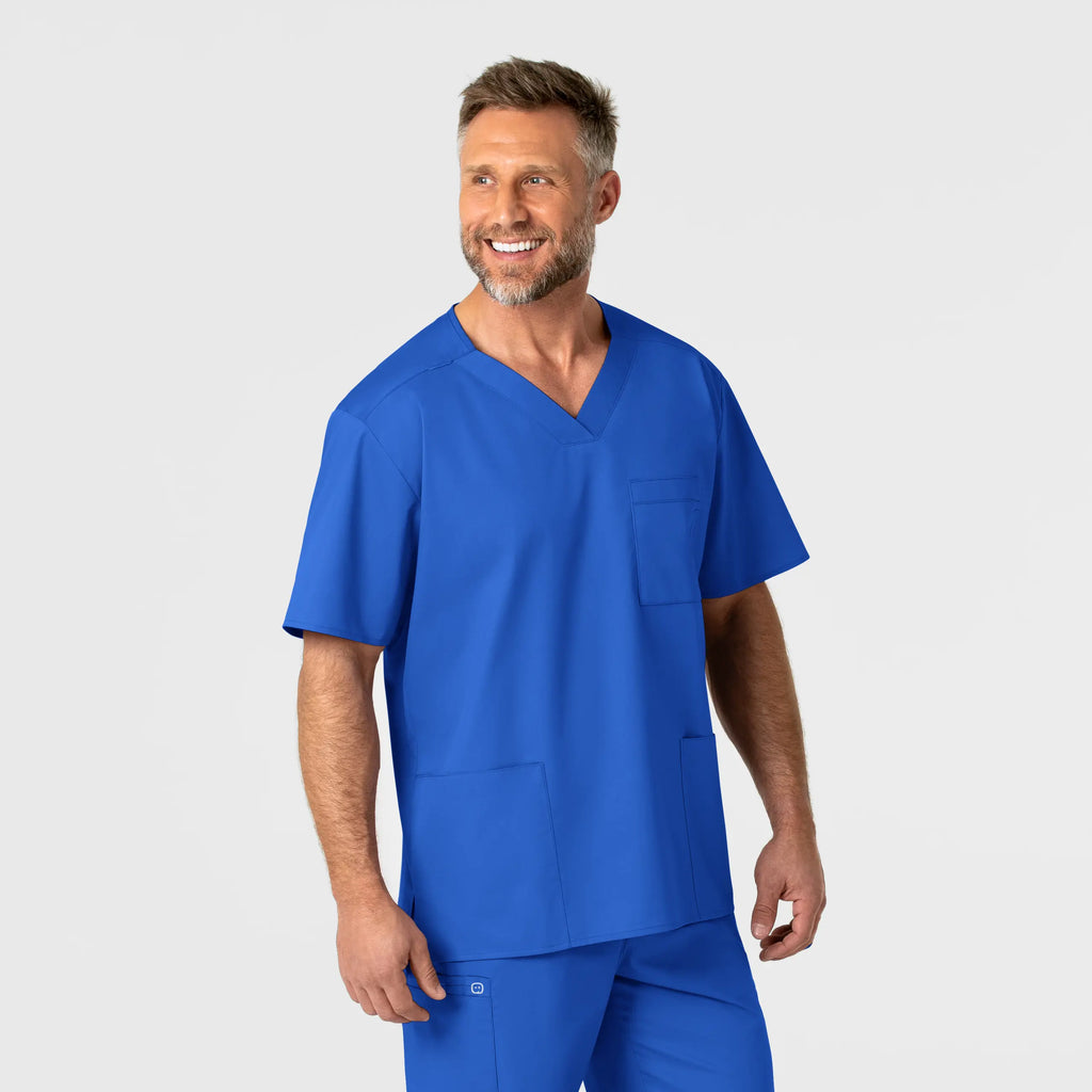 Wink Scrubs Men's WonderWORK V-Neck Scrub Top Royal Blue | scrub-supply.com