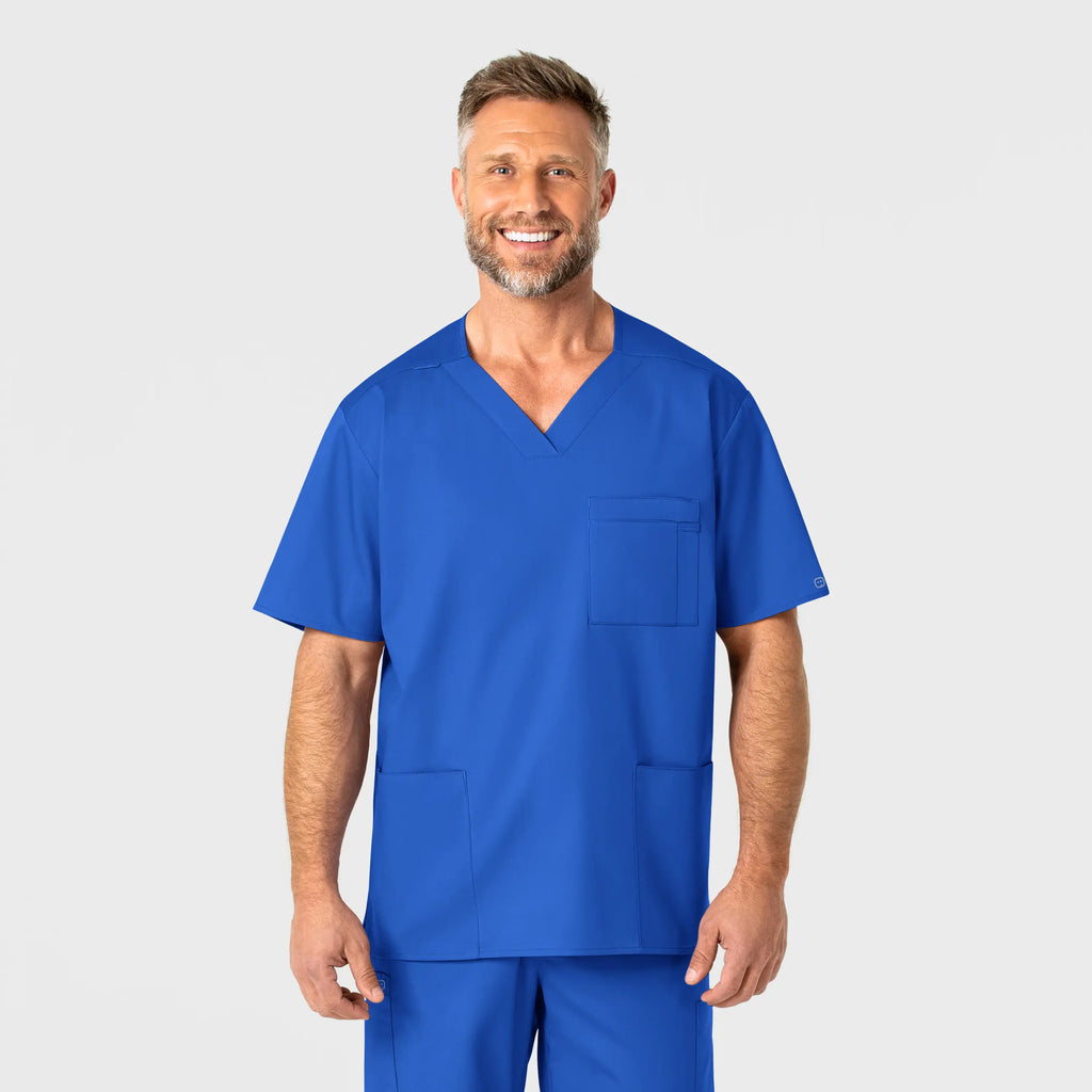 Wink Scrubs Men's WonderWORK V-Neck Scrub Top Royal Blue | scrub-supply.com