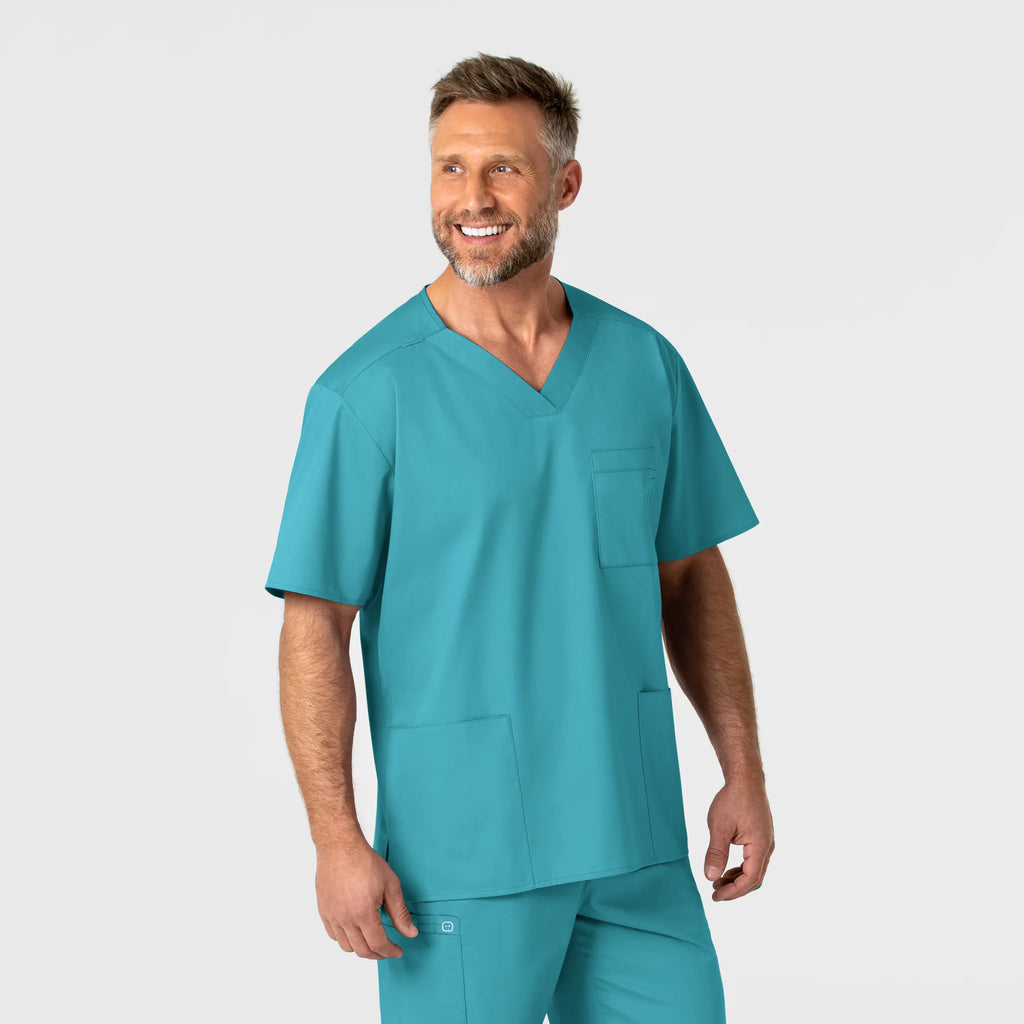 Wink Scrubs Men's WonderWORK V-Neck Scrub Top Teal | scrub-supply.com