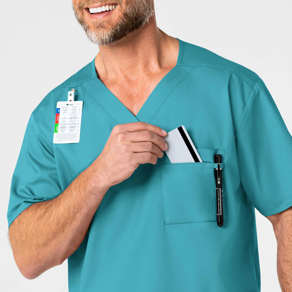 Wink Scrubs Men's WonderWORK V-Neck Scrub Top Teal | scrub-supply.com