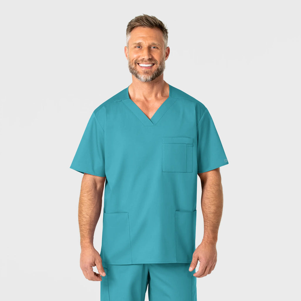 Wink Scrubs Men's WonderWORK V-Neck Scrub Top Teal | scrub-supply.com