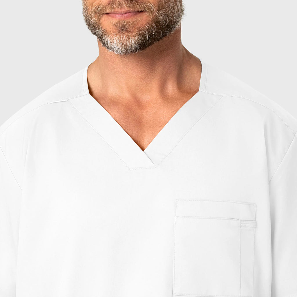 Wink Scrubs Men's WonderWORK V-Neck Scrub Top White | scrub-supply.com