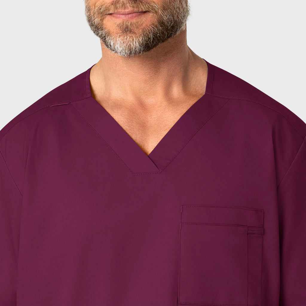 Wink Scrubs Men's WonderWORK V-Neck Scrub Top Wine | scrub-supply.com