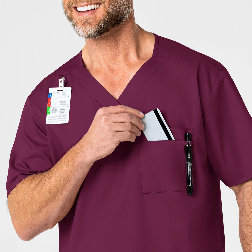 Wink Scrubs Men's WonderWORK V-Neck Scrub Top Wine | scrub-supply.com