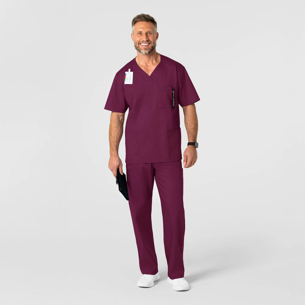 Wink Scrubs Men's WonderWORK V-Neck Scrub Top Wine | scrub-supply.com