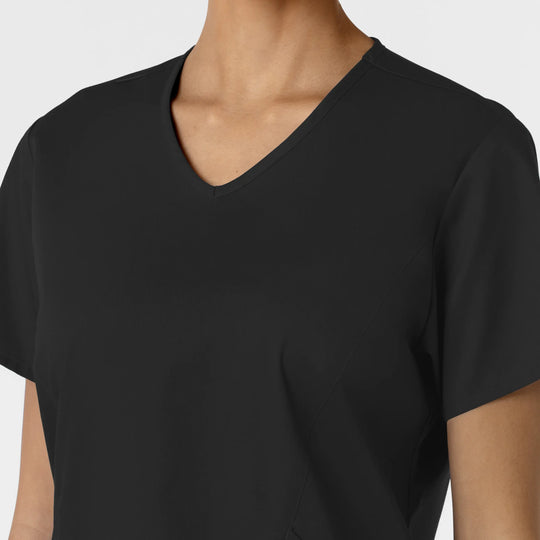 Wink Scrubs Women's Curved V-Neck Scrub Top Black | scrub-supply.com