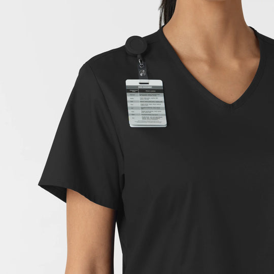 Wink Scrubs Women's Curved V-Neck Scrub Top Black | scrub-supply.com