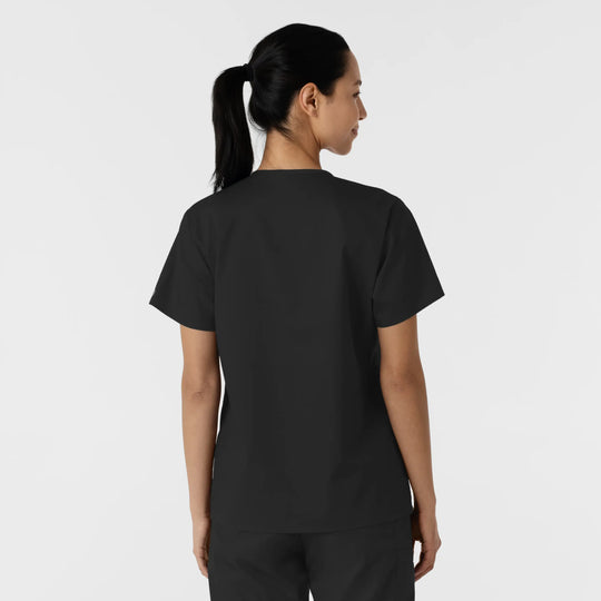 Wink Scrubs Women's Curved V-Neck Scrub Top Black | scrub-supply.com