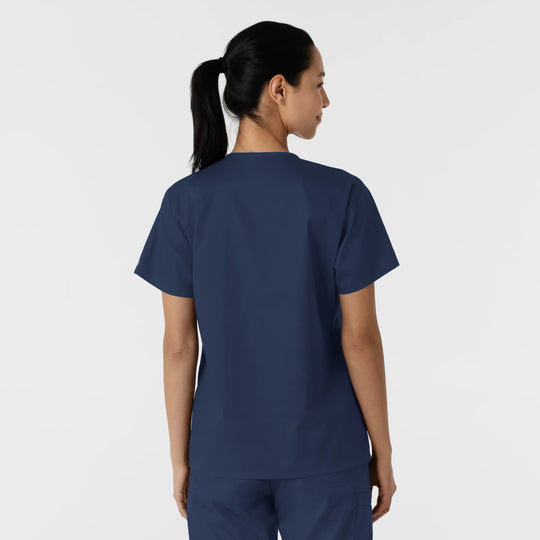 Wink Scrubs Women's Curved V-Neck Scrub Top Navy | scrub-supply.com