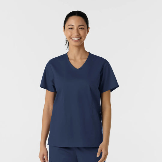 Wink Scrubs Women's Curved V-Neck Scrub Top Navy | scrub-supply.com
