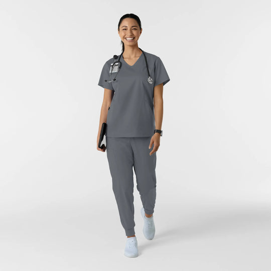 Wink Scrubs Women's Curved V-Neck Scrub Top Pewter | scrub-supply.com