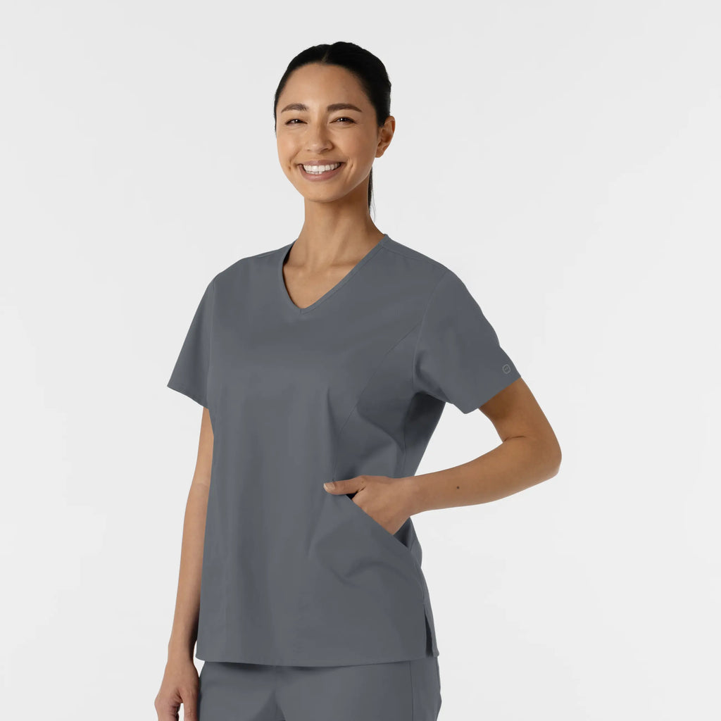 Wink Scrubs Women's Curved V-Neck Scrub Top Pewter | scrub-supply.com