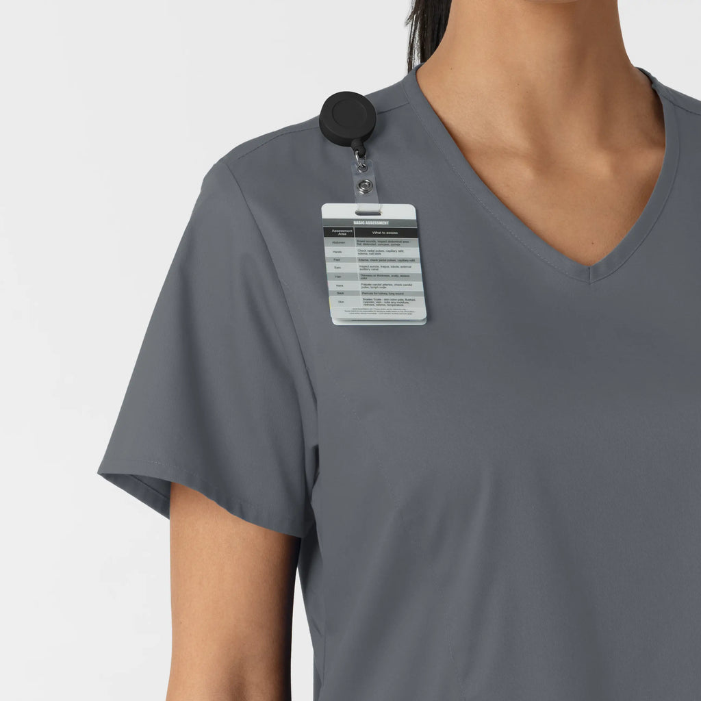 Wink Scrubs Women's Curved V-Neck Scrub Top Pewter | scrub-supply.com