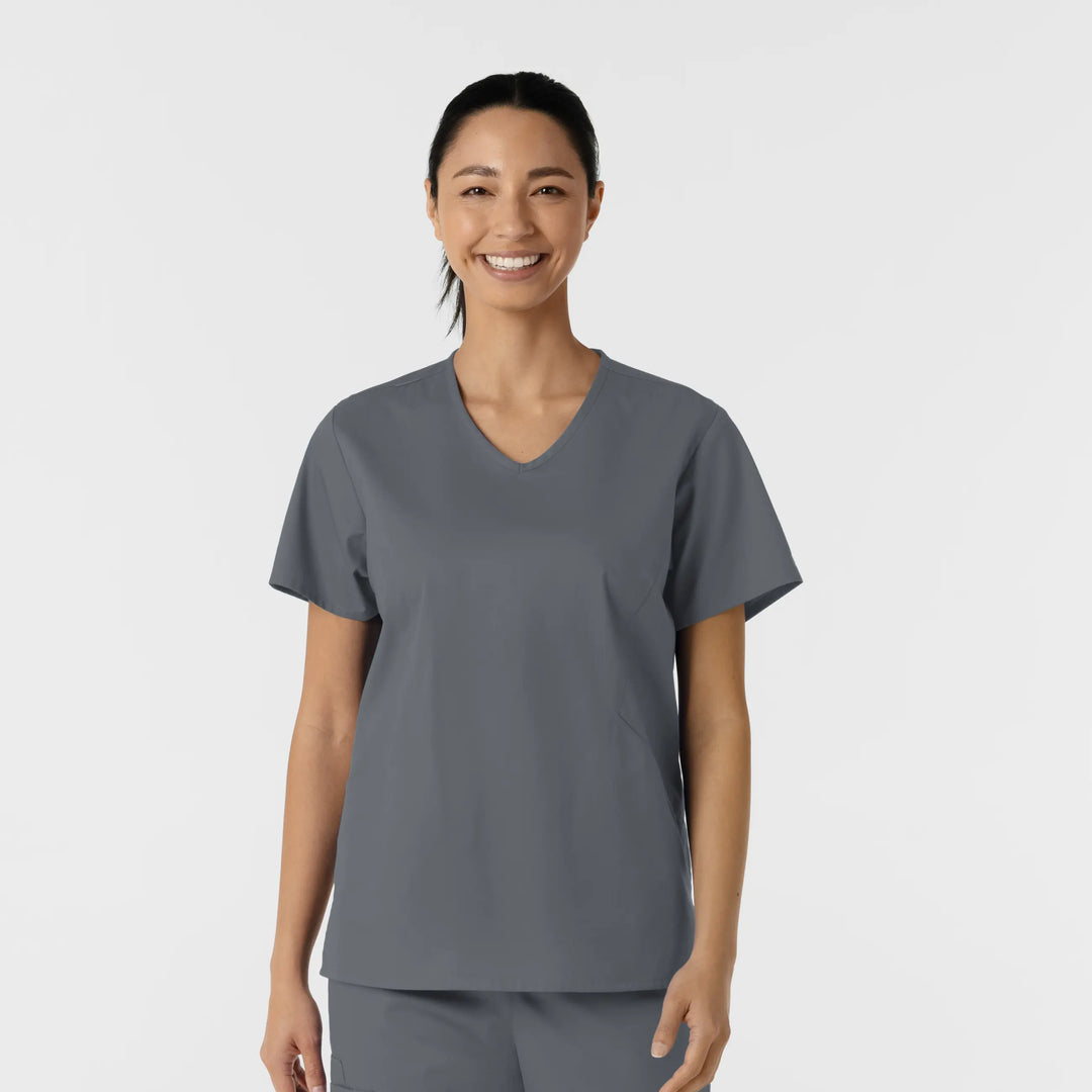 Wink Scrubs Women's Curved V-Neck Scrub Top Pewter | scrub-supply.com