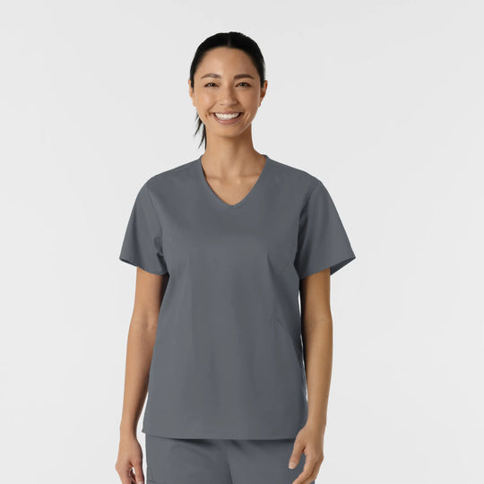 Wink Scrubs Women's Curved V-Neck Scrub Top Pewter | scrub-supply.com