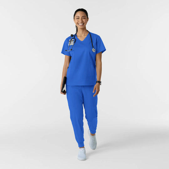 Wink Scrubs Women's Curved V-Neck Scrub Top Royal Blue | scrub-supply.com
