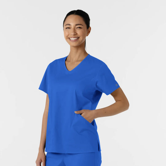 Wink Scrubs Women's Curved V-Neck Scrub Top Royal Blue | scrub-supply.com