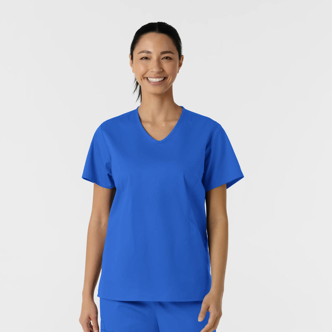 Wink Scrubs Women's Curved V-Neck Scrub Top Royal Blue | scrub-supply.com