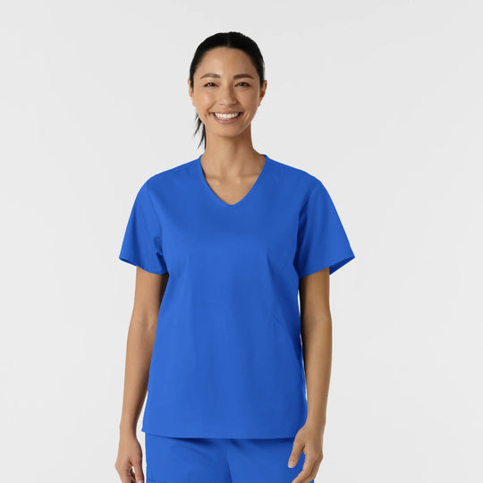 Wink Scrubs Women's Curved V-Neck Scrub Top Royal Blue | scrub-supply.com