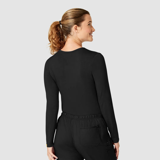 Wink Scrubs Women's Long Sleeve Silky Tee Black | scrub-supply.com