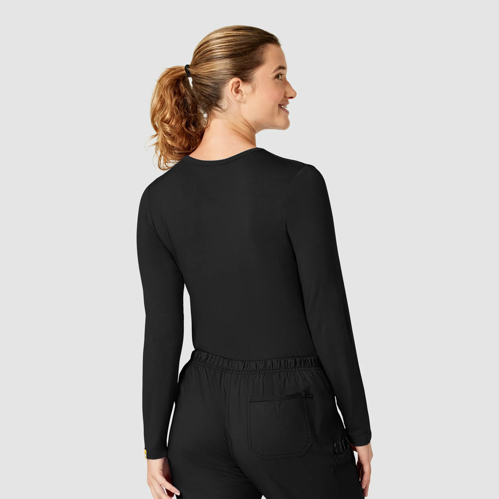 Wink Scrubs Women's Long Sleeve Silky Tee Black | scrub-supply.com