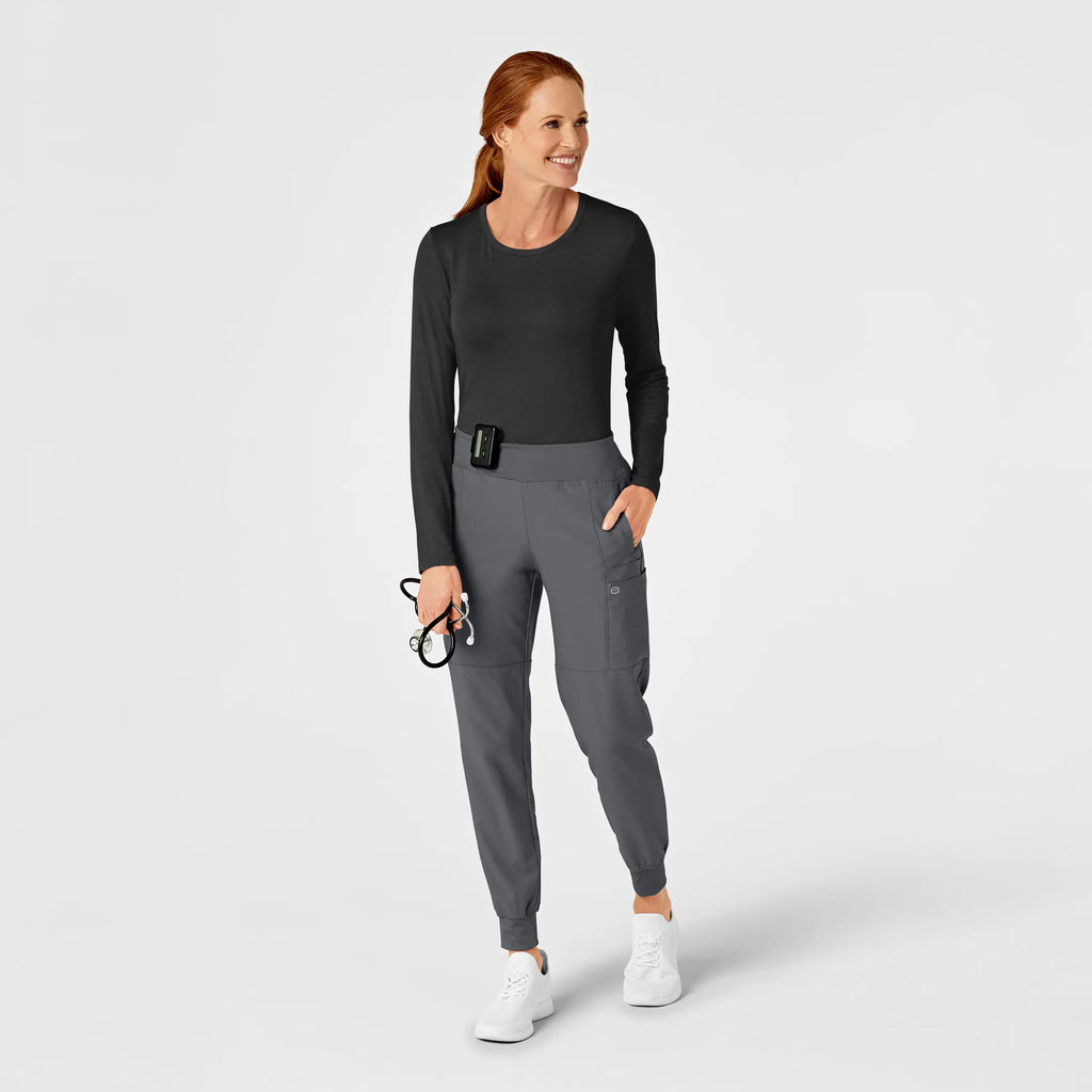 Wink Scrubs Women's Long Sleeve Silky Tee Black | scrub-supply.com