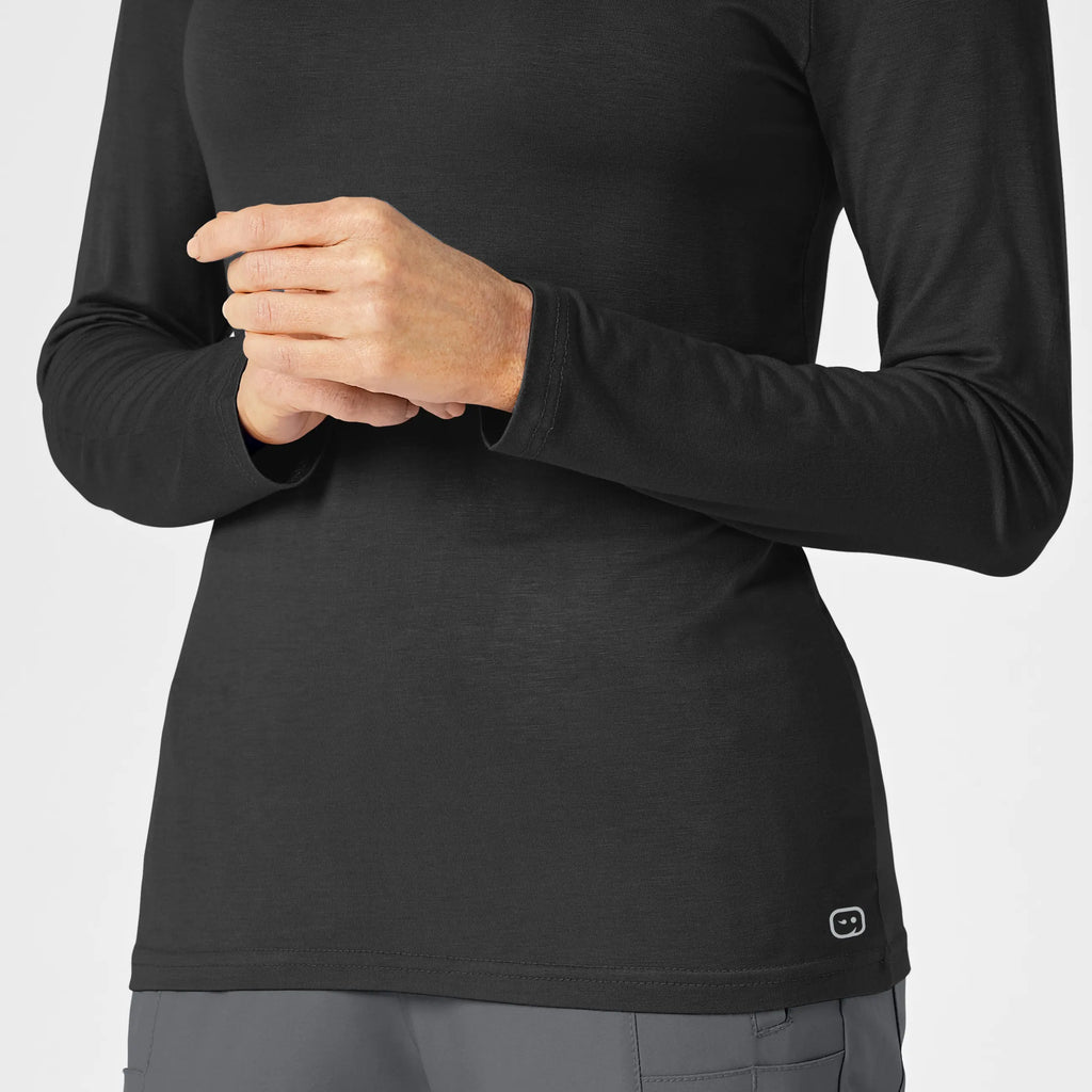 Wink Scrubs Women's Long Sleeve Silky Tee Black | scrub-supply.com