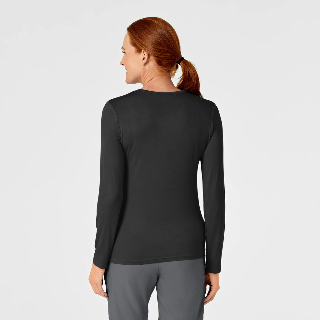 Wink Scrubs Women's Long Sleeve Silky Tee Black | scrub-supply.com