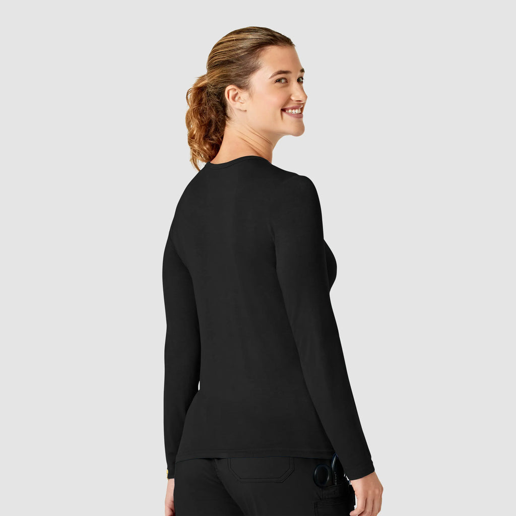 Wink Scrubs Women's Long Sleeve Silky Tee Black | scrub-supply.com